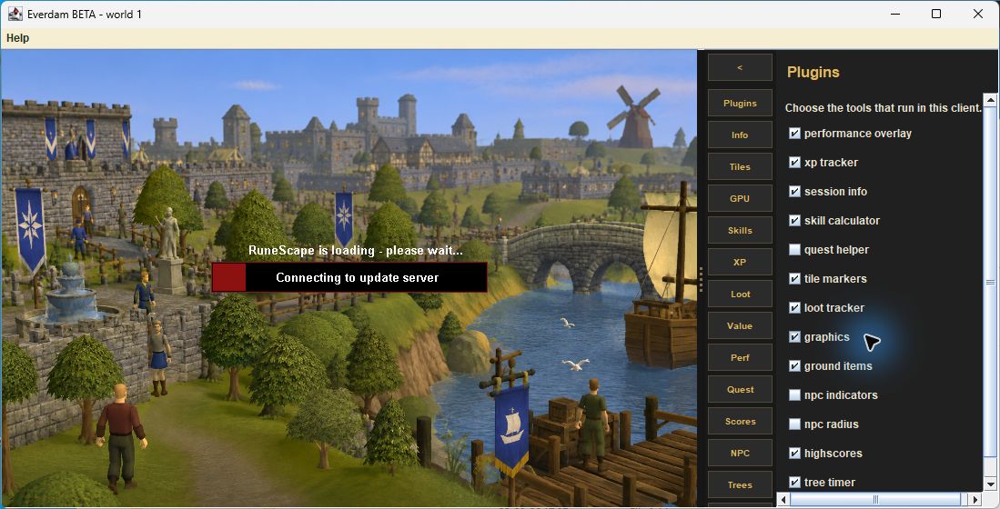 Everlite opening with its sidebar and loading bar visible.